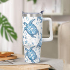 30oz Stainless Steel Sea Turtle Tumbler with Lid and Straw - Ocean Insulated Turtle Cup for Women''s Gifts