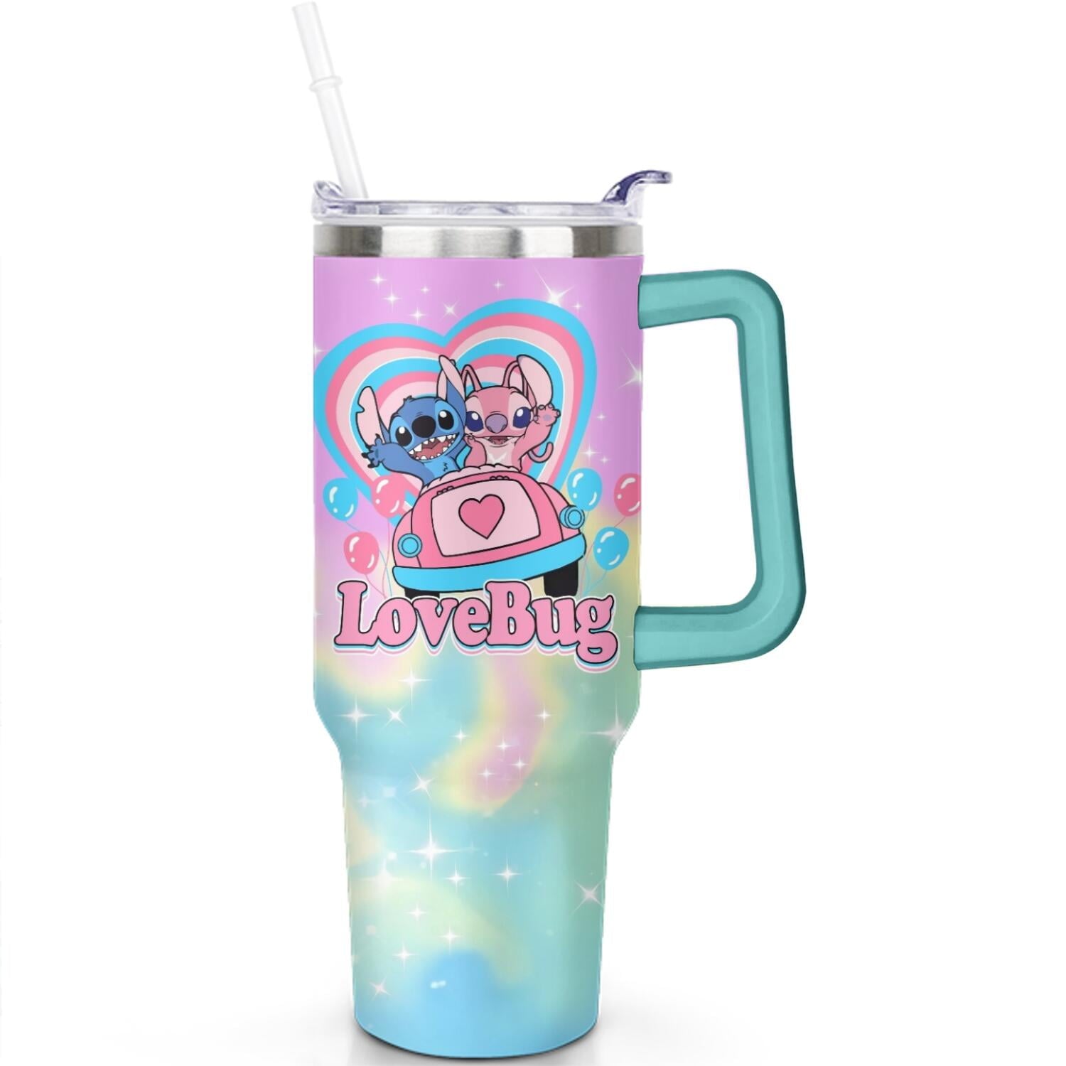 40oz Cartoon Movie Stainless Steel Tumbler with Lid and Straw,Spill Proof Cartoon Travel Cup for Cartoon Lovers Double Wall Vacuum Insulated Coffee Mug with Handle Greenish-blue