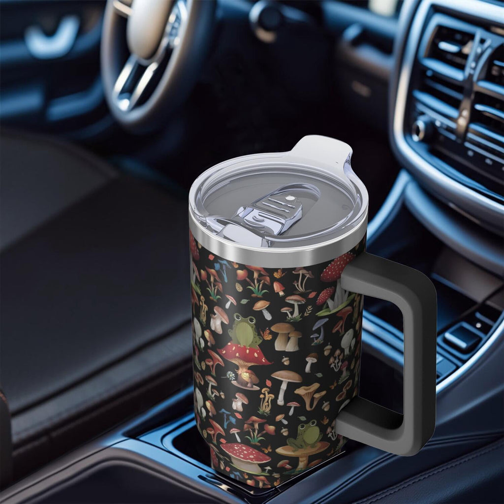 Stylish 40oz Mushroom Tumbler with Handle, Flip Straw Lid, Leakproof Travel Cup Gift