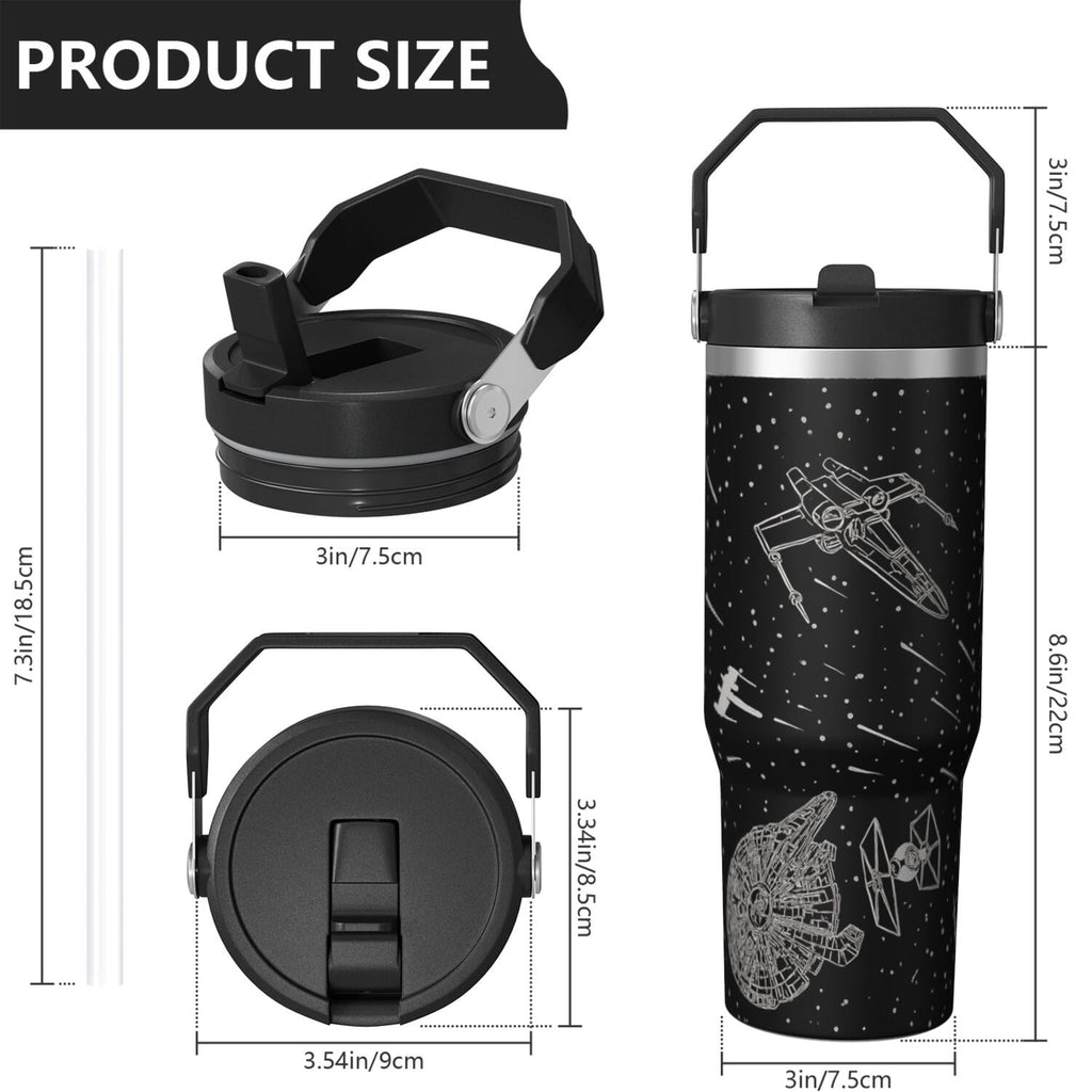 1pc Movie 30oz Tumbler with Straw & Handle - Insulated Stainless Steel Cup | Holiday Gift for Man Women (Christmas, Valentine's, Birthday)