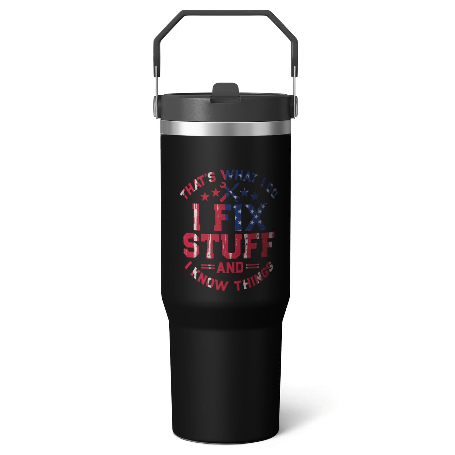 1pc Bow 30oz Tumbler with Straw & Handle - Insulated Stainless - Reusable Stainless Steel Cup
