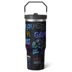 1pc Halloween Skull 30oz Tumbler with Straw & Handle - Insulated - Reusable Stainless Steel Cup