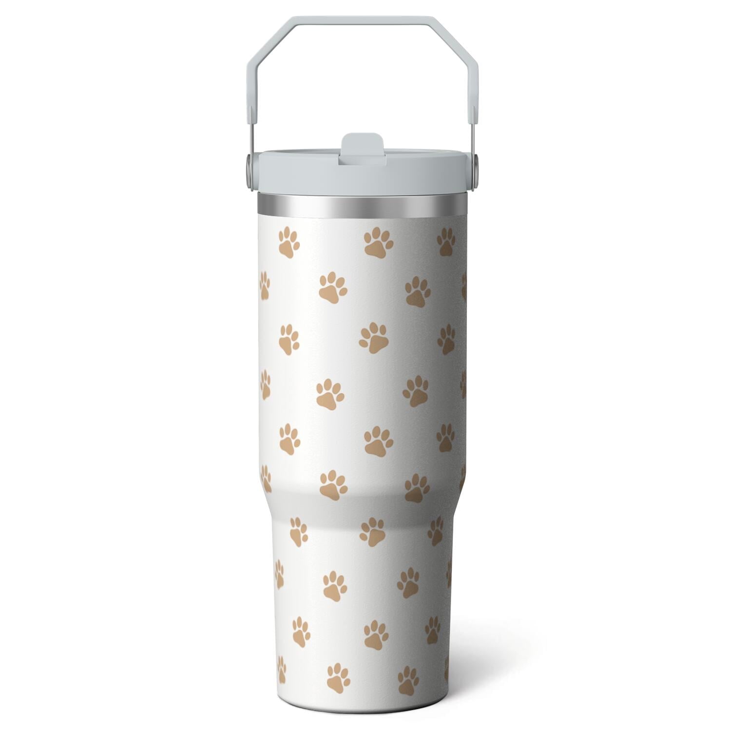 1pc Black and white grid 30oz Tumbler with Straw & Handle - Reusable Stainless Steel Cup