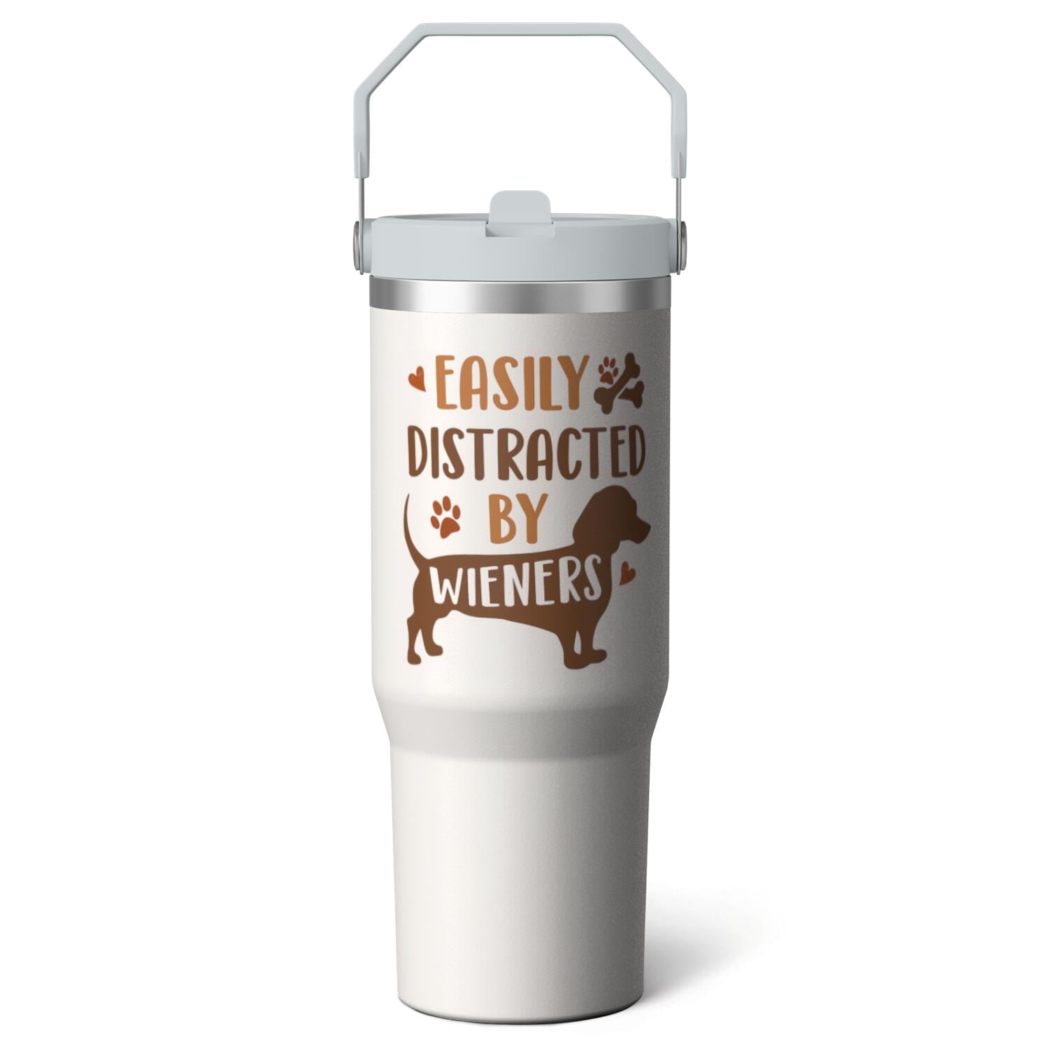 1pc Bow 30oz Tumbler with Straw & Handle - Insulated Stainless - Reusable Stainless Steel Cup