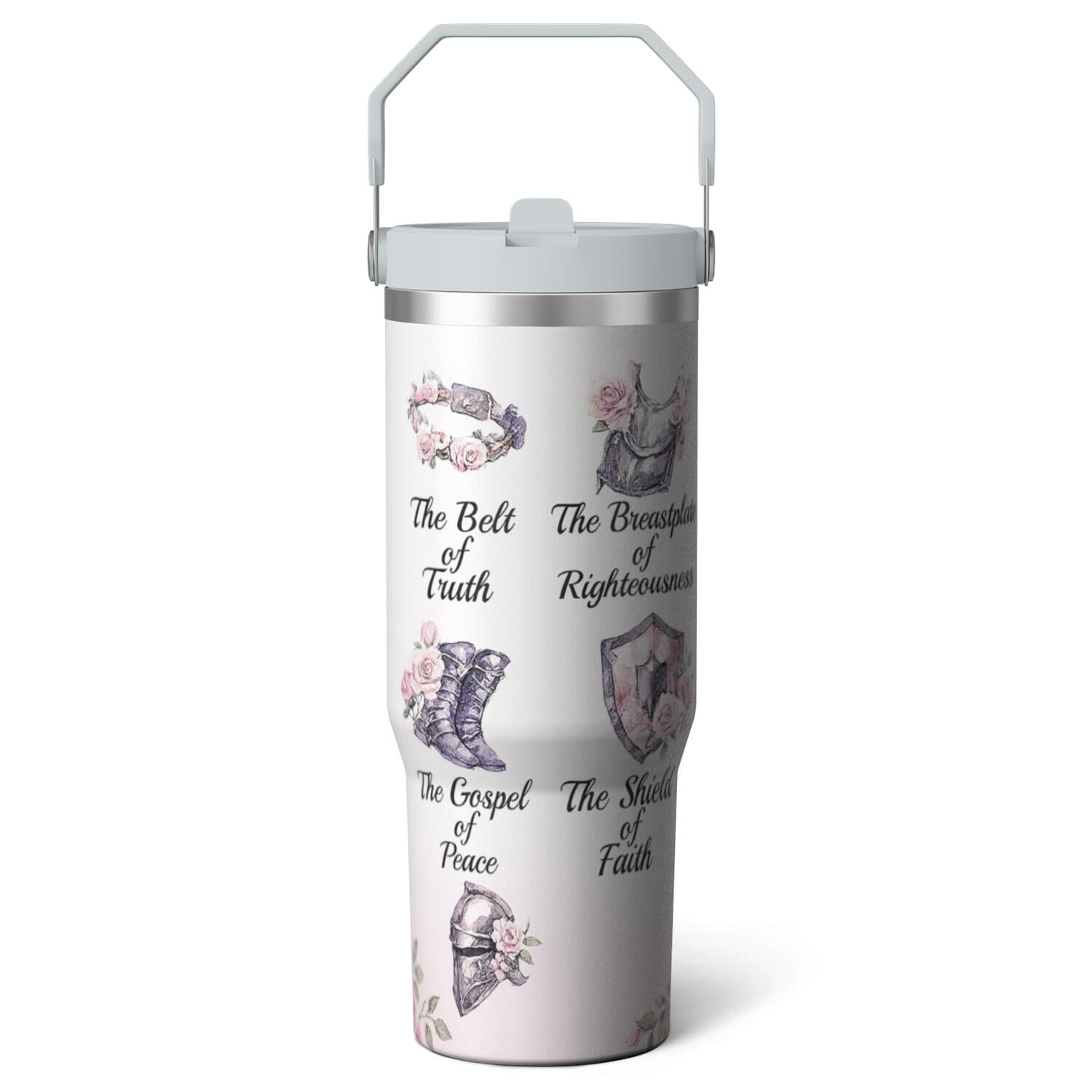 1pc cherry 30oz Tumbler with Straw & Handle - Insulated Stainless - Reusable Stainless Steel Cup
