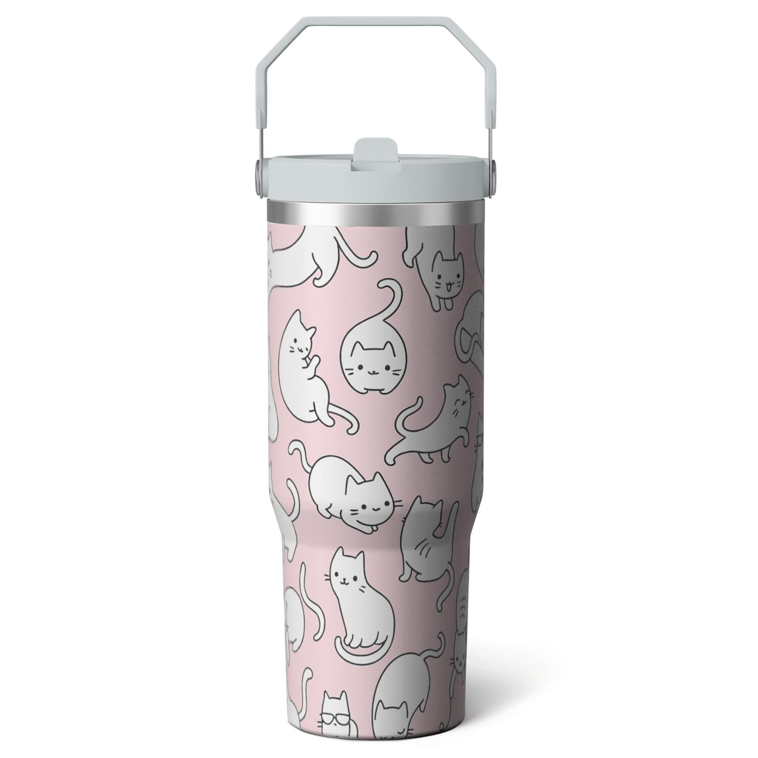 1pc Halloween Bat 30oz Tumbler with Straw & Handle - Insulated - Reusable Stainless Steel Cup