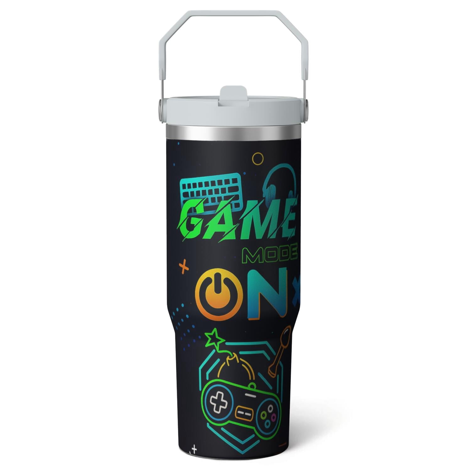 1pc Capibara 30oz Tumbler with Straw & Handle - Insulated Stainless - Reusable Stainless Steel Cup