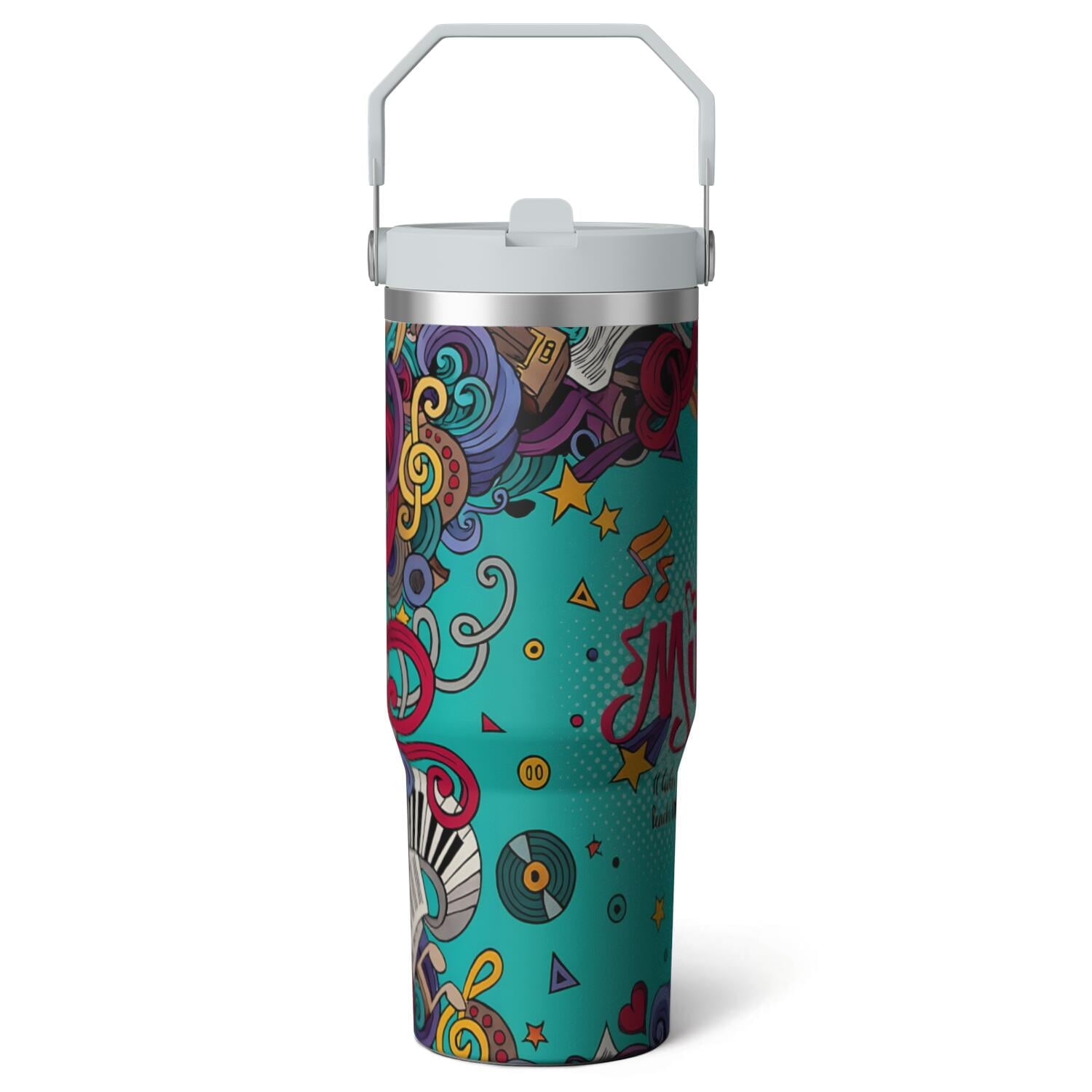 1pc Hummingbird 30oz Tumbler with Straw & Handle - Insulated Stainless - Reusable Stainless Steel Cup