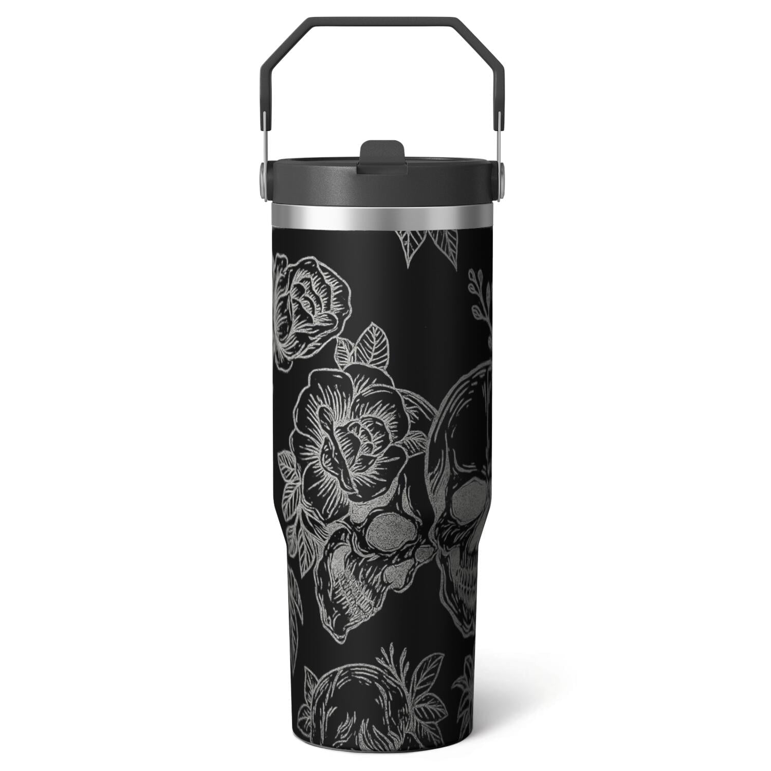 1pc cherry 30oz Tumbler with Straw & Handle - Insulated Stainless - Reusable Stainless Steel Cup