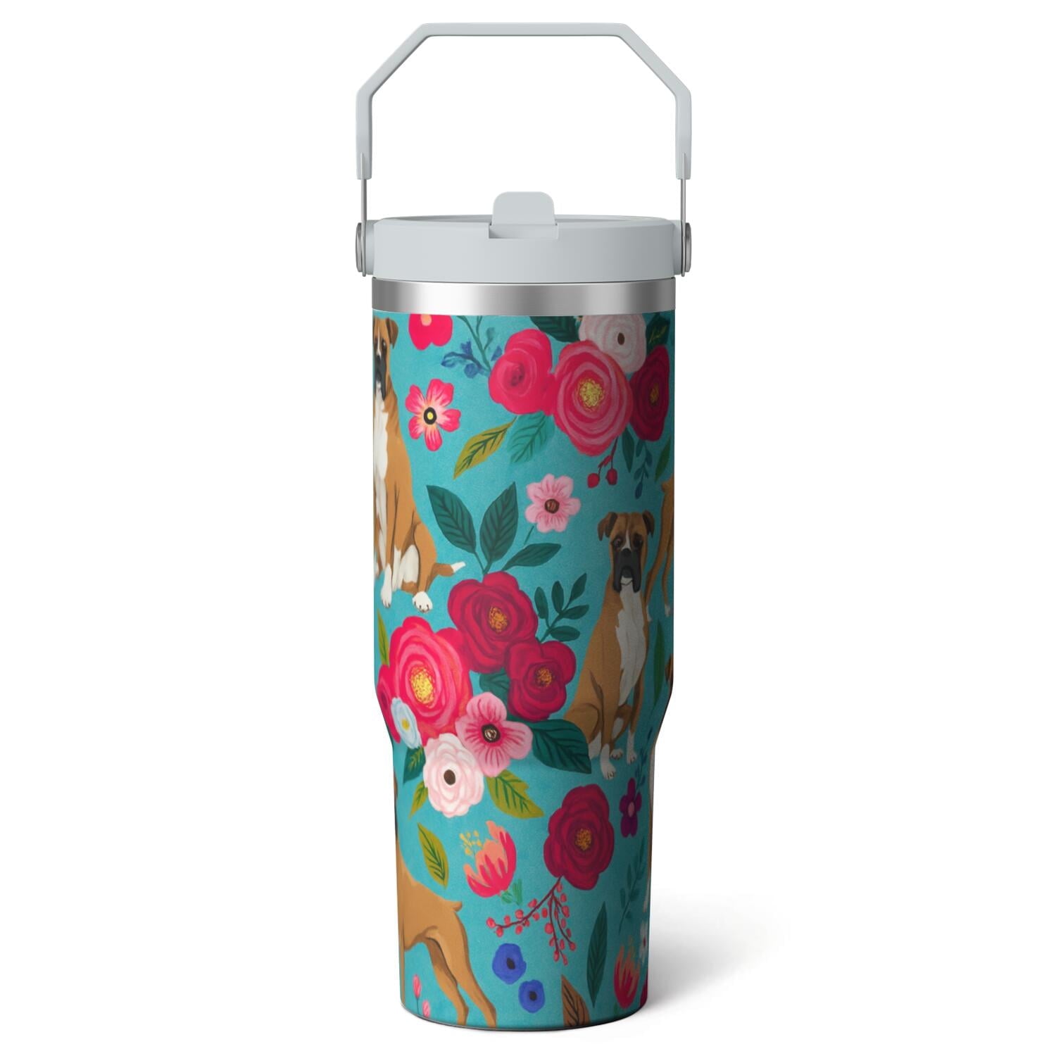 1pc shark 30oz Tumbler with Straw & Handle - Insulated Stainless - Reusable Stainless Steel Cup