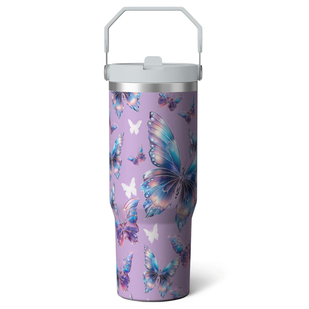 1pc Movie 30oz Tumbler with Straw & Handle - Insulated Stainless - Reusable Stainless Steel Cup