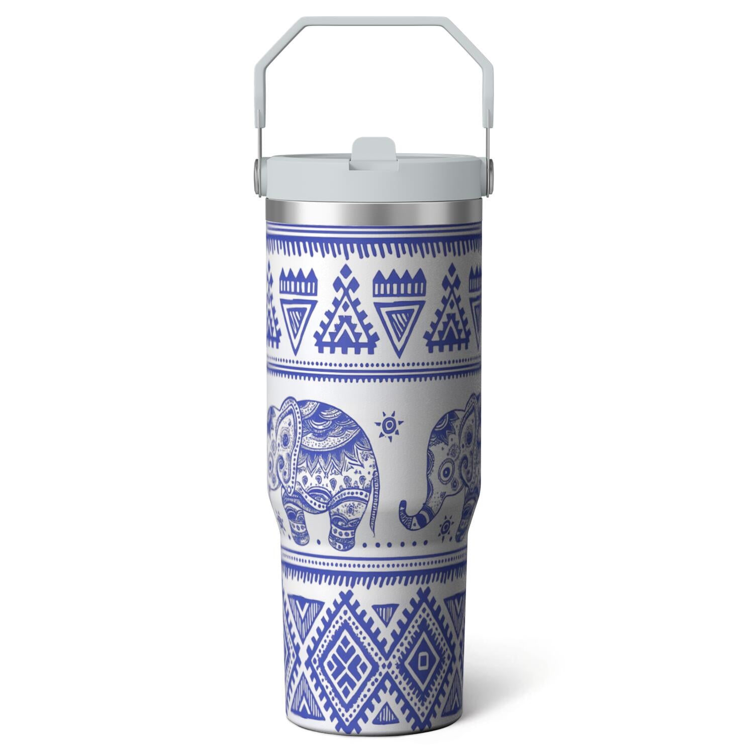 1pc Hummingbird 30oz Tumbler with Straw & Handle - Insulated Stainless - Reusable Stainless Steel Cup