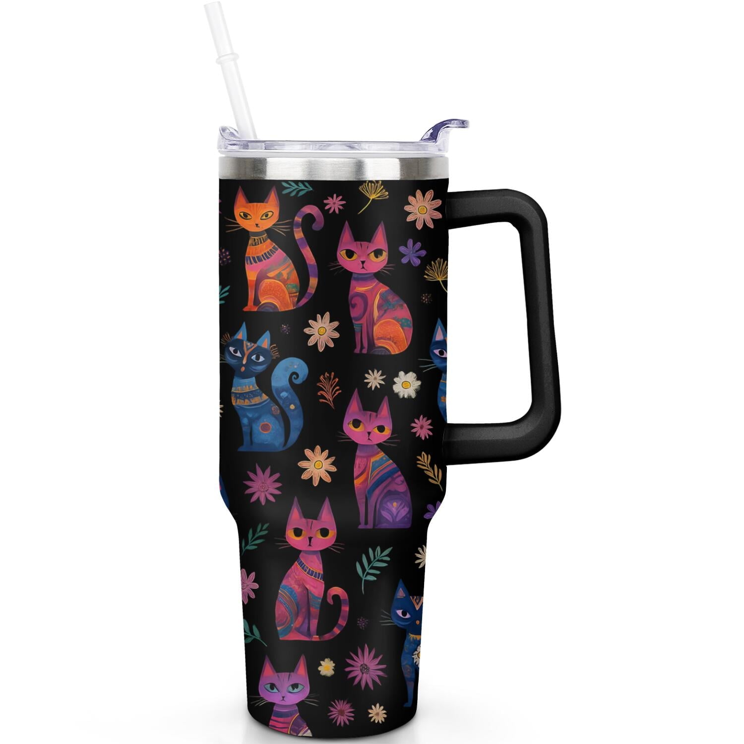 1pc Goose 40oz Tumbler with Straw & Handle - Insulated Stainless - Reusable Stainless Steel Cup