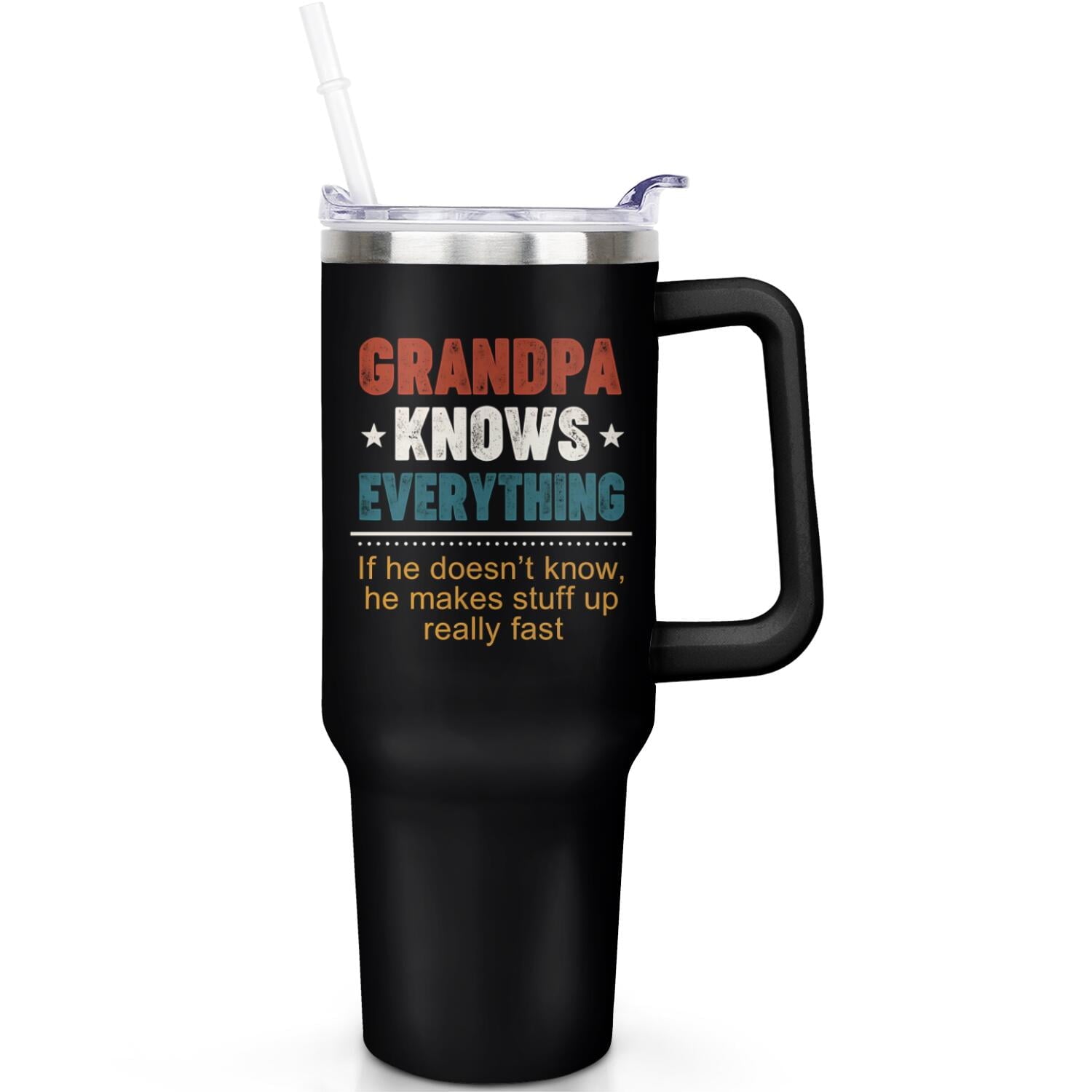 1pc cherry 40oz Tumbler with Straw & Handle - Insulated Stainless - Reusable Stainless Steel Cup
