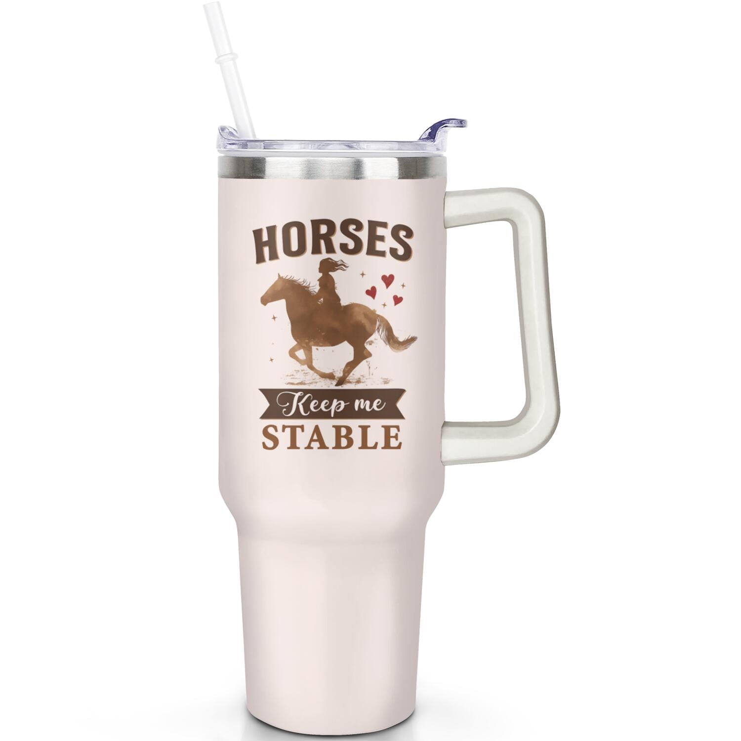 1pc daisy 40oz Tumbler with Straw & Handle - Insulated Stainless - Reusable Stainless Steel Cup