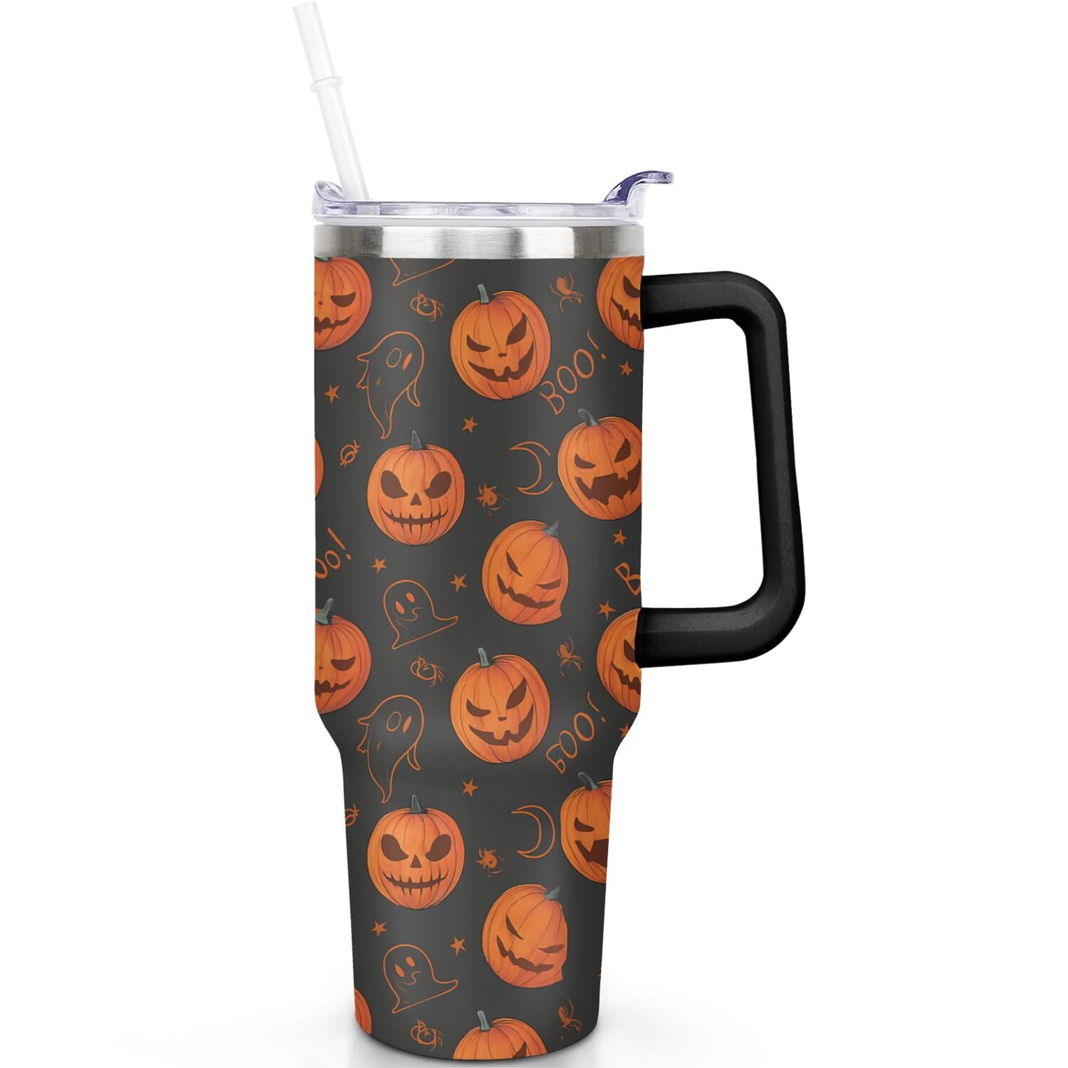 1pc Paw prints 40oz Tumbler with Straw & Handle - Insulated - Reusable Stainless Steel Cup