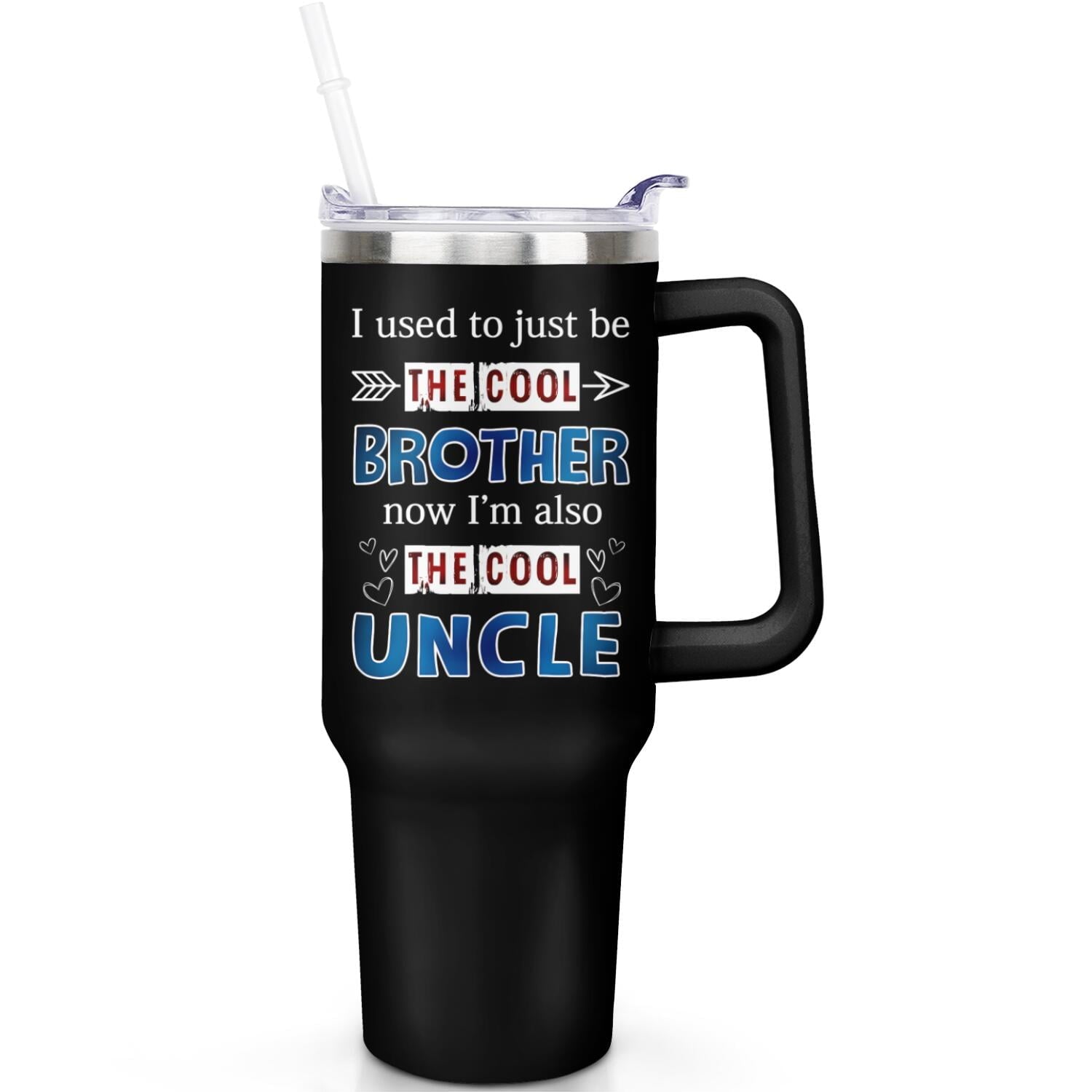 1pc cherry 40oz Tumbler with Straw & Handle - Insulated Stainless - Reusable Stainless Steel Cup