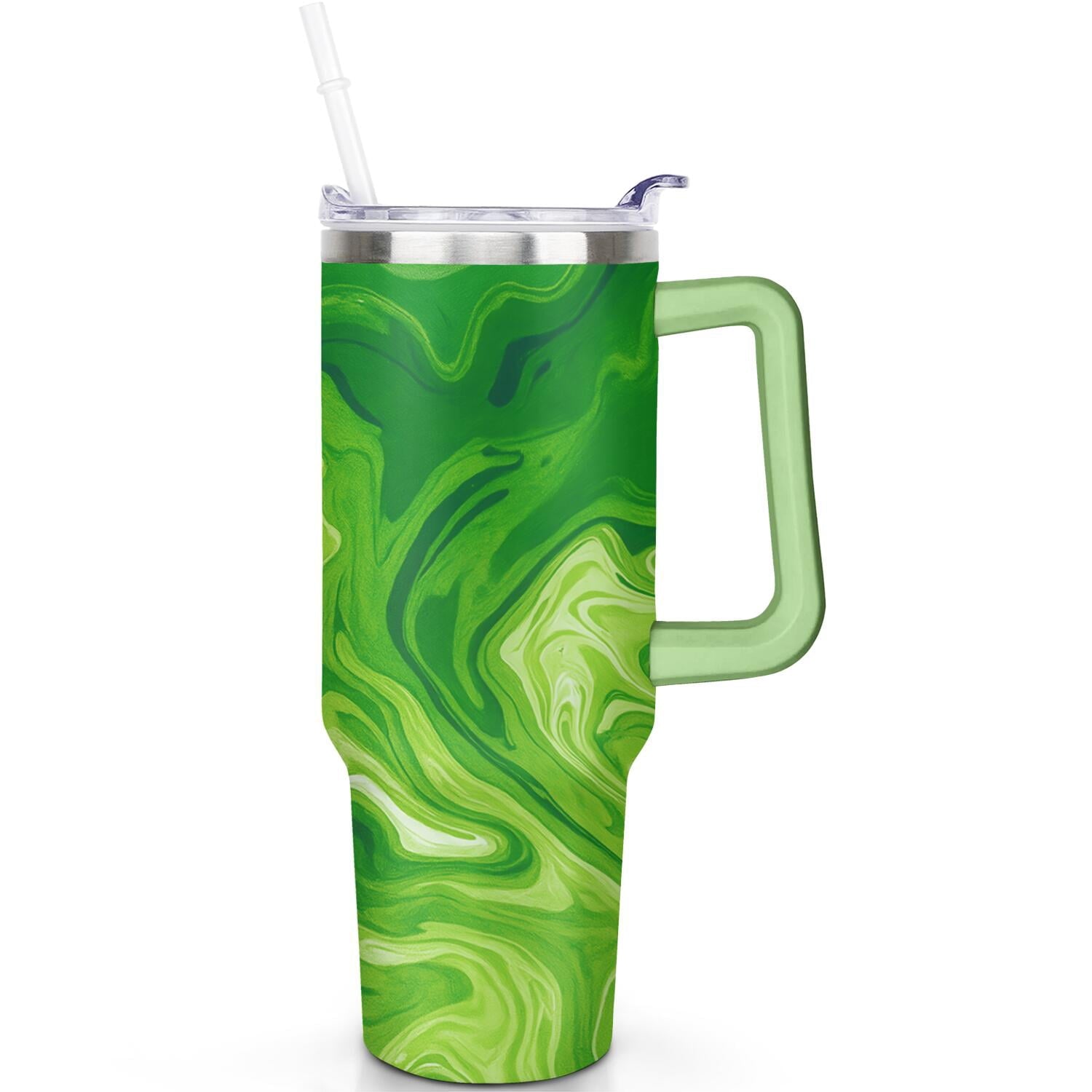 1pc Sunflower 40oz Tumbler with Straw & Handle - Insulated Stainless - Reusable Stainless Steel Cup
