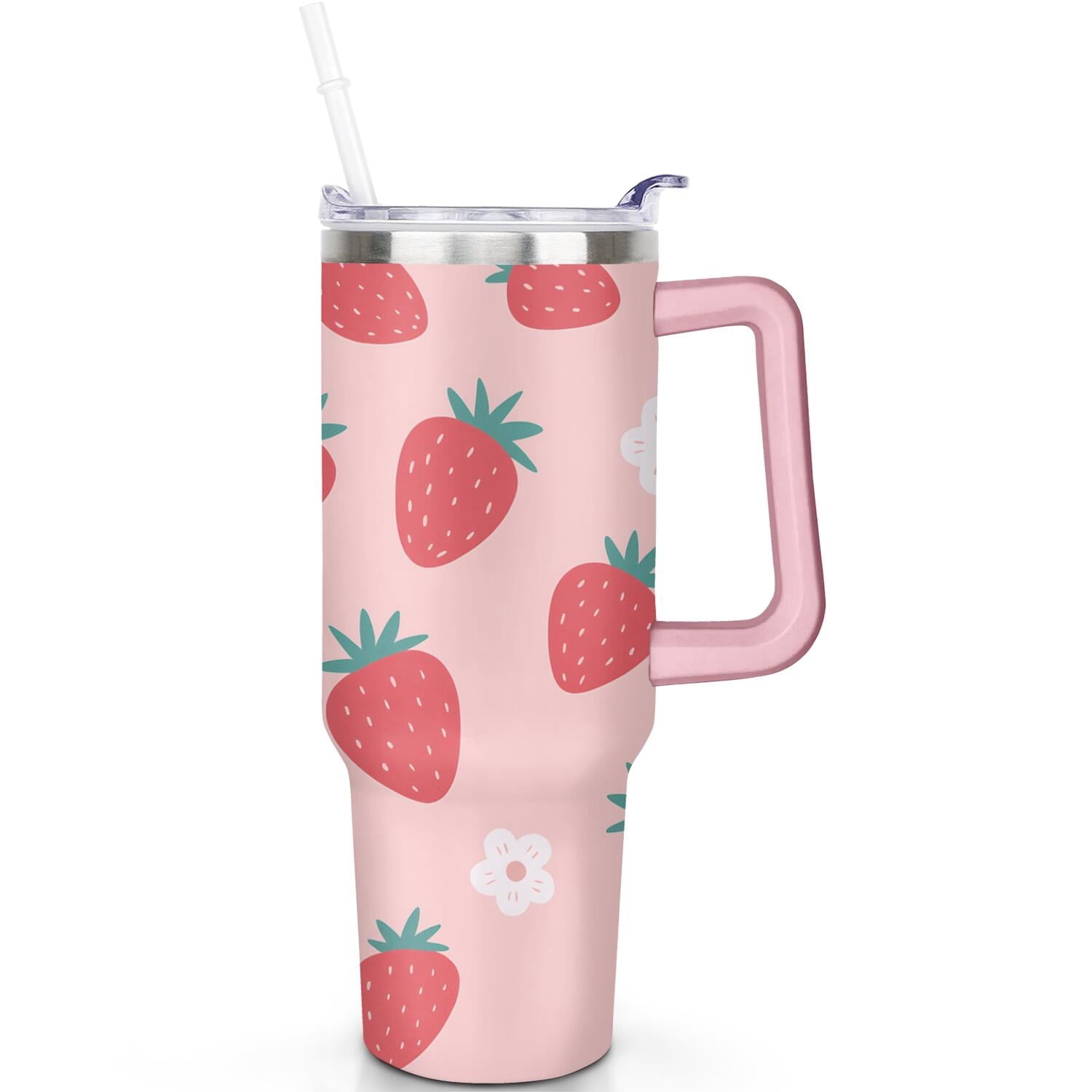 1pc Goose 40oz Tumbler with Straw & Handle - Insulated Stainless - Reusable Stainless Steel Cup