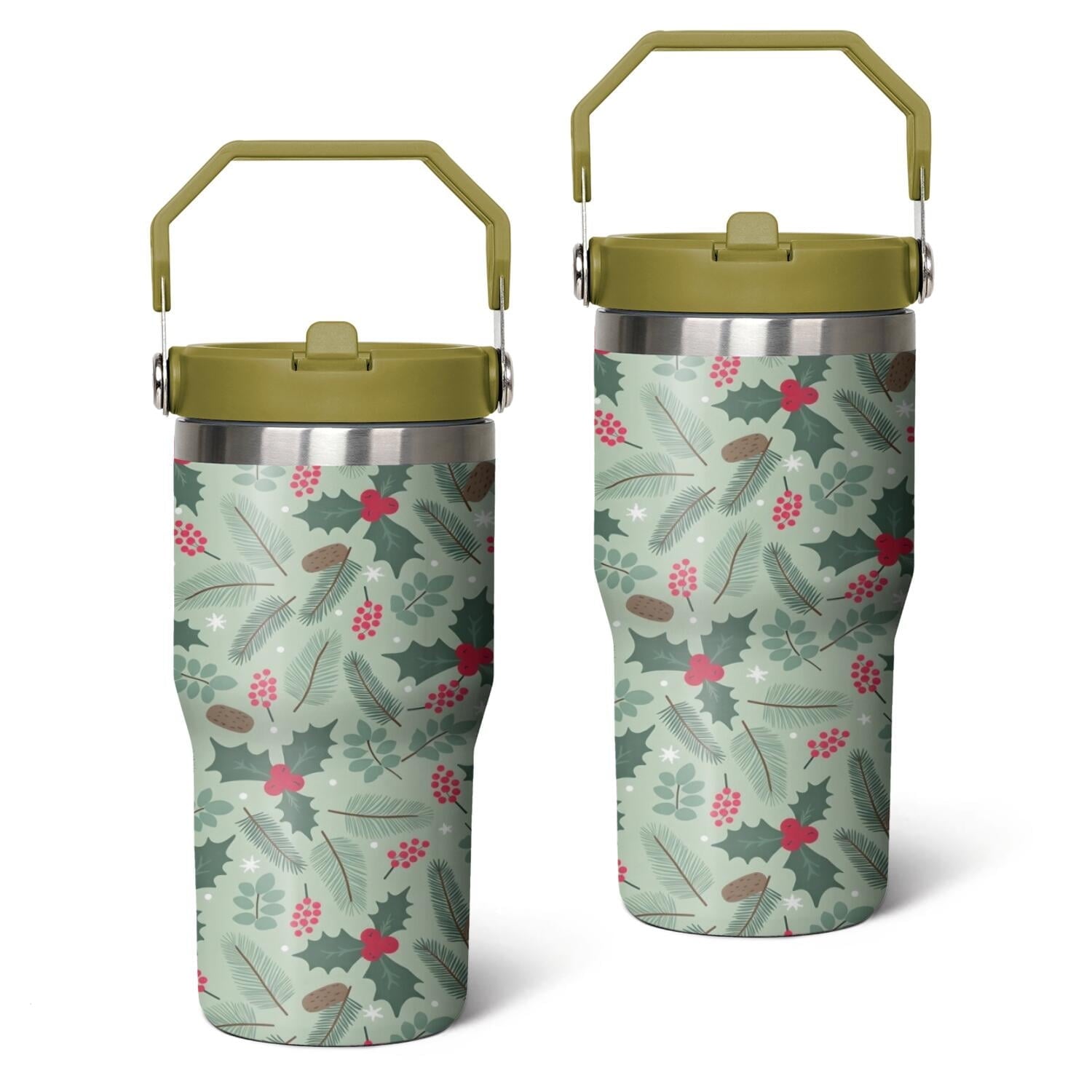 20 Oz Tumbler Christmas Tree Gift Tumbler with Lid and Straw - Reusable Stainless Steel Cup