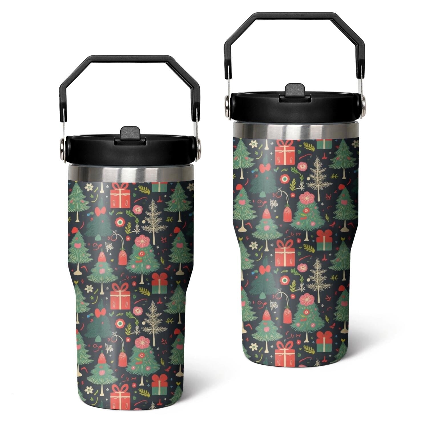 20 Oz Tumbler Christmas Tree Gift Tumbler with Lid and Straw - Reusable Stainless Steel Cup