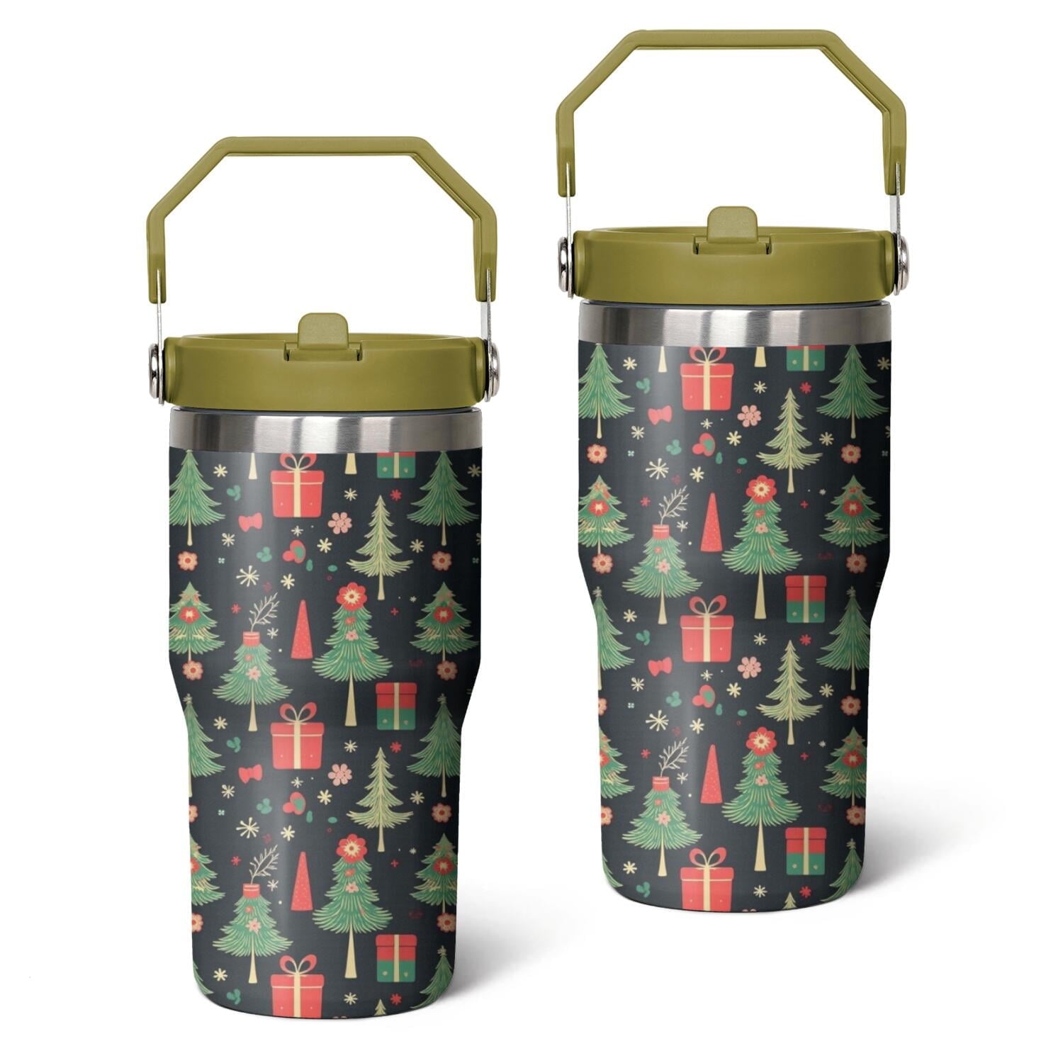 20 Oz Tumbler Christmas Tree Gift Tumbler with Lid and Straw, Birthday Gift Cup for Friend Women Men Coffee Travel Mug Thanksgiving Day Halloween Christmas Gift Water Bottle