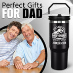 Father''s Day Gifts for Dad 30oz Tumbler with Handle and Straw Vacuum Insulated Water Bottle Stainless Steel, Leak Proof Travel Mug Proud Papa Cup for Men Birthday Christmas Gift from Daughter Son