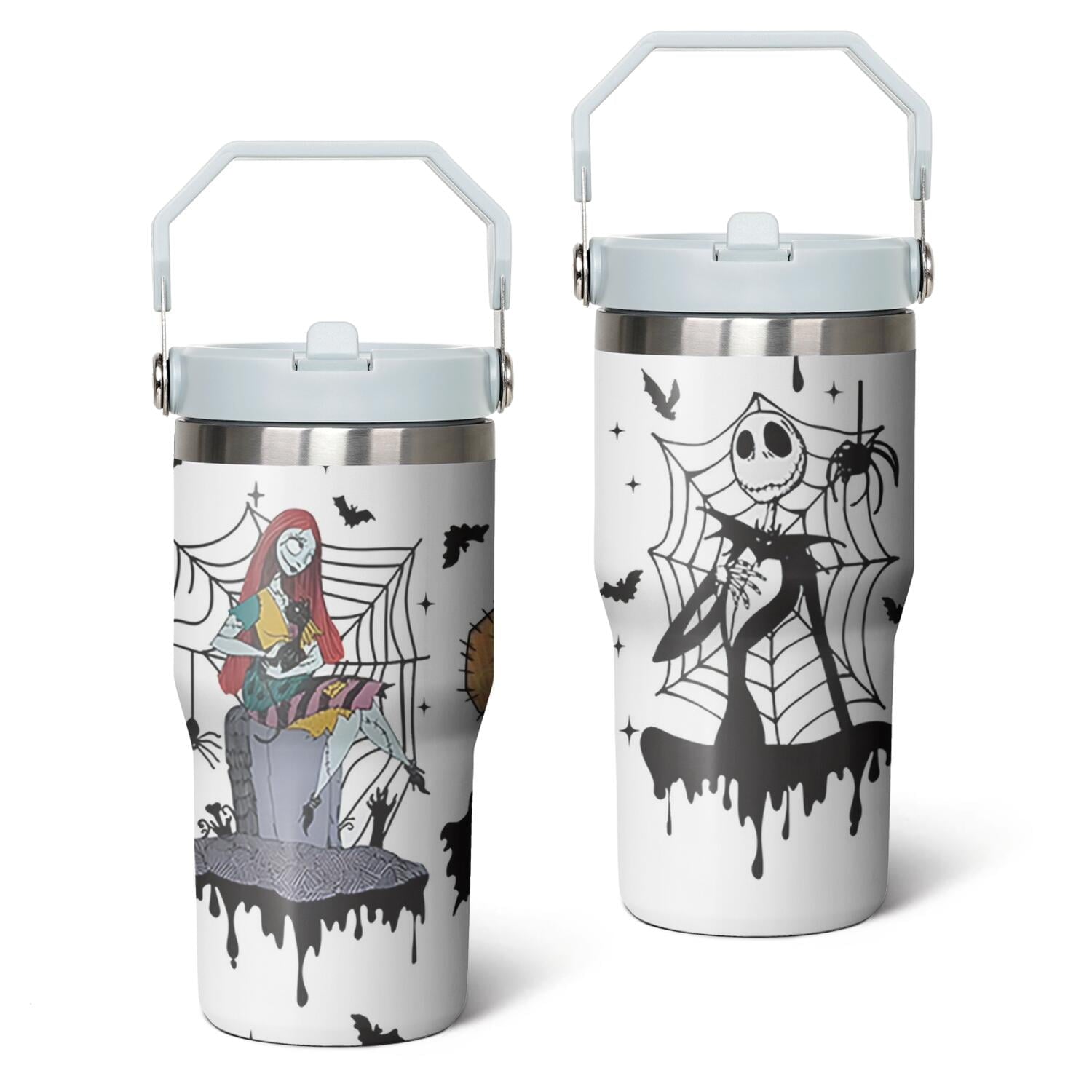 20oz Halloween Nightmare Before Stainless Steel Tumbler with Lid and Straw,Spill - Reusable Stainless Steel Cup