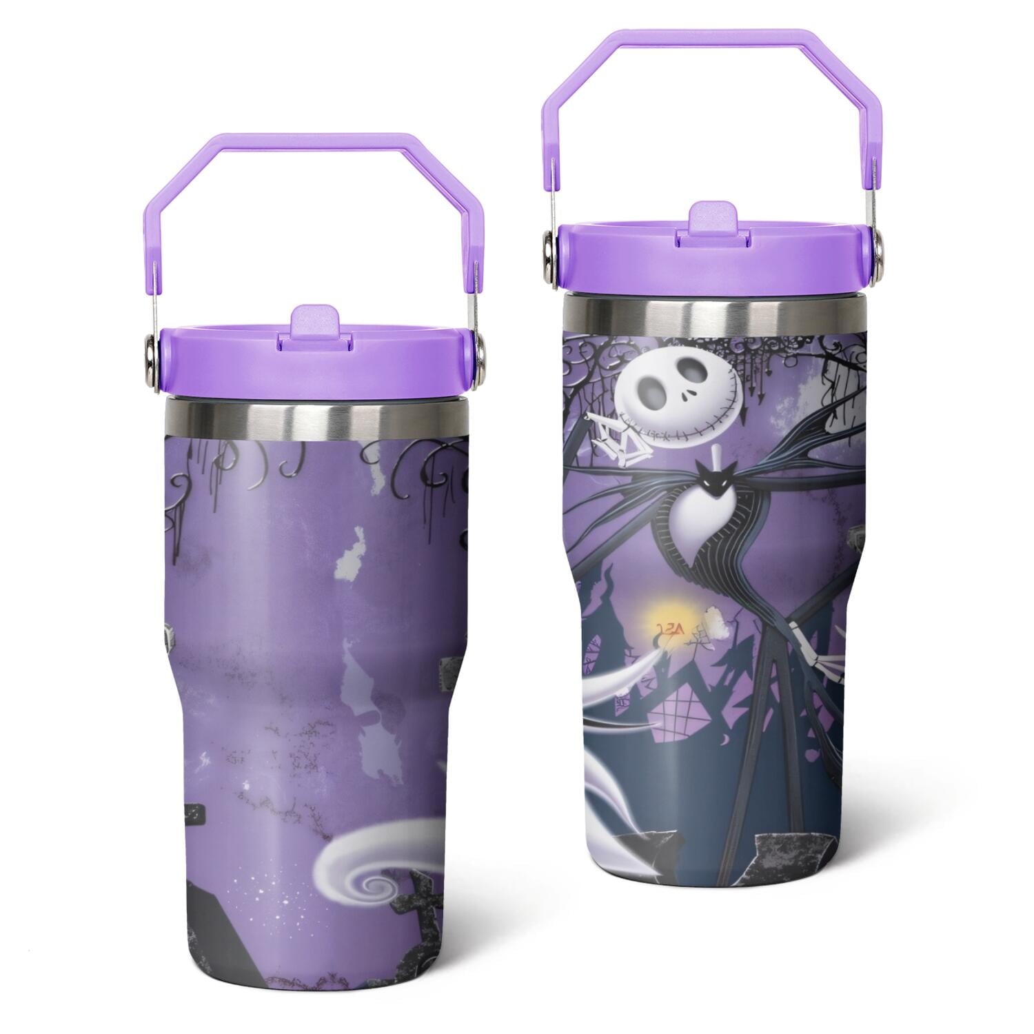 20oz Halloween Nightmare Before Stainless Steel Tumbler with Lid and Straw,Spill - Reusable Stainless Steel Cup