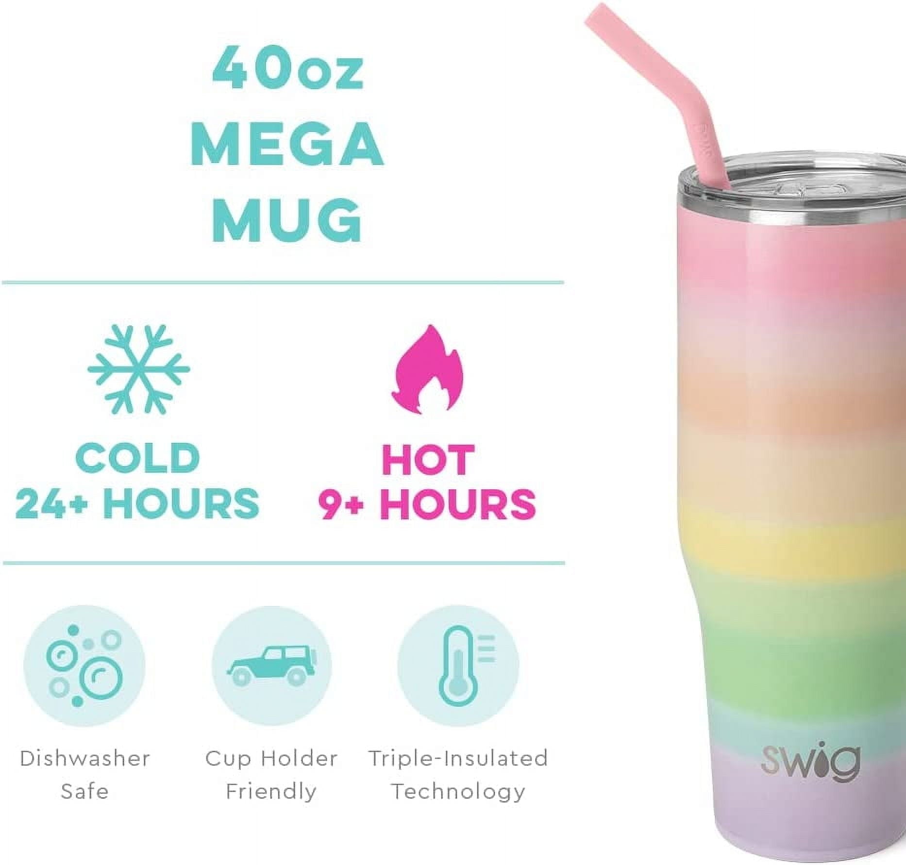 Swig Life 40oz Mega Mug | Insulated Stainless Steel Tumbler with Handle | Over The Rainbow