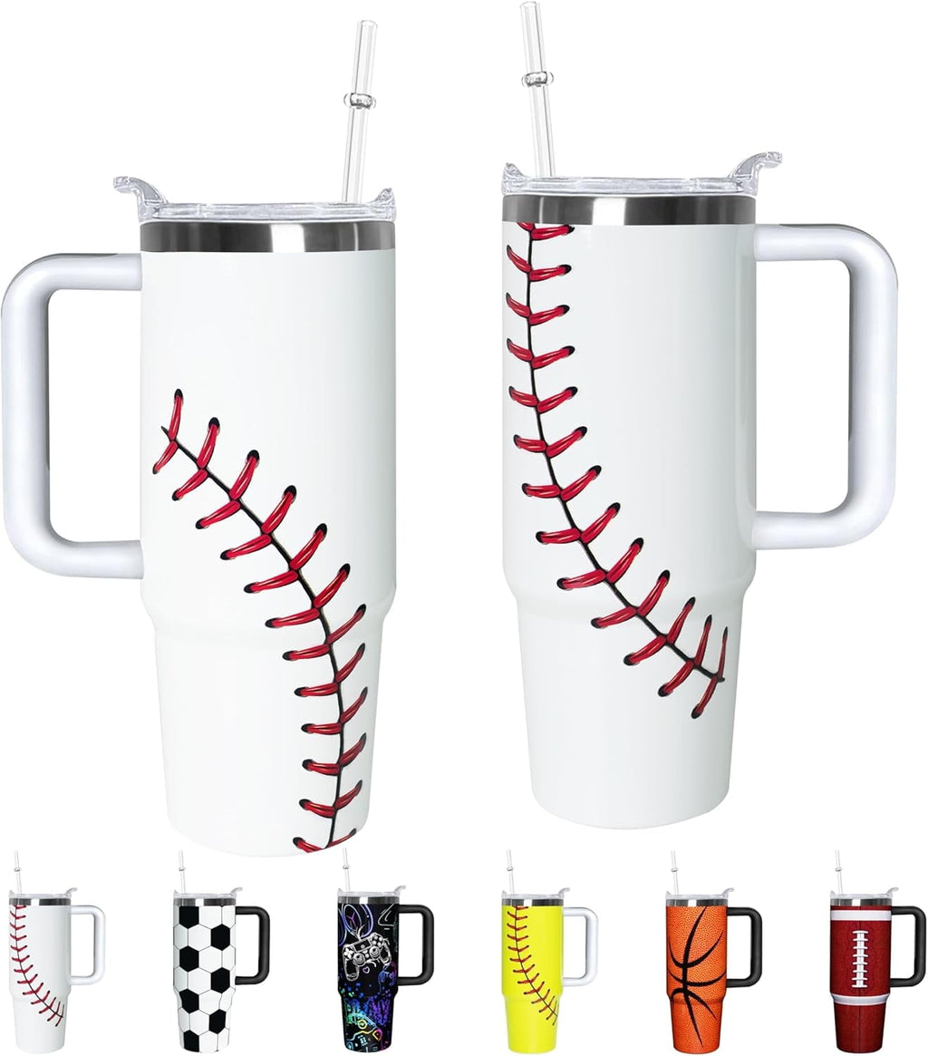 Football Lover Gift 30 oz Flip Straw Tumbler with Top Handle - Insulated Travel Tumbler Cup