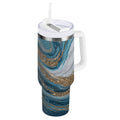 30 oz Insulated Stainless Steel Tumbler Double Wall Stainless Steel Tumbler with 2-Way Drinking Blue and Gold Swirling