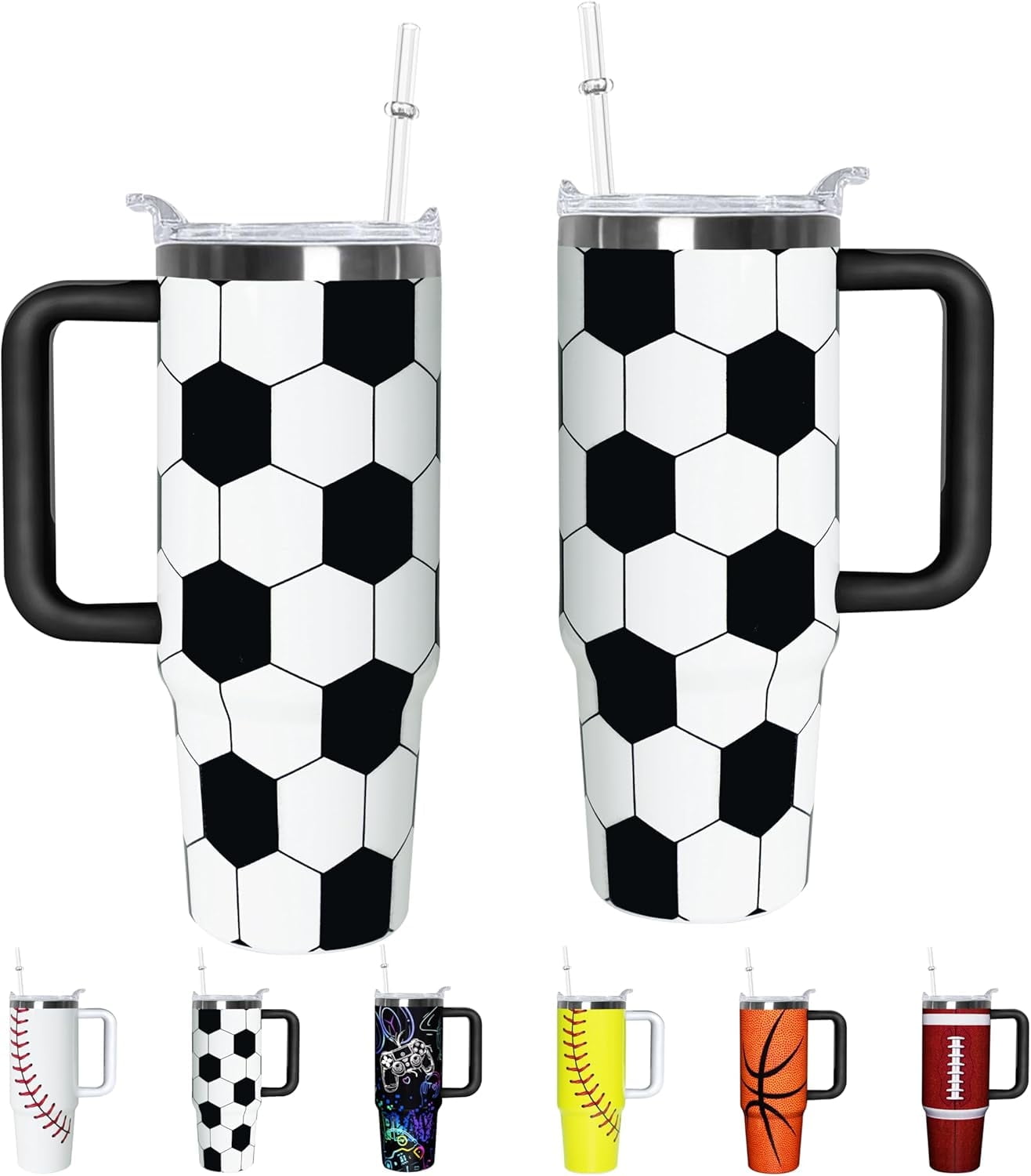 Football Lover Gift 30 oz Flip Straw Tumbler with Top Handle - Insulated Travel Tumbler Cup