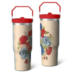 30oz Pioneer Colorful Floral Stainless Steel Flip Straw Tumbler with Lid - Reusable Stainless Steel Cup