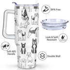 Gift for Dog Lovers Cute Dog Tumbler for Women - 40oz Dog Tumblers with Handle Straw and Lid Tumbler Cup Travel Coffee Mug