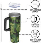 40oz Camo American Flag Tumbler, Patriotic Military Gifts For Veterans, Policemen And Policewomen Gifts From Family Friends,Stainless Steel Insulated Cup With Lid,Travel Coffee Mug