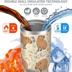 1pc Capibara 30oz Tumbler with Straw & Handle - Insulated Stainless Steel Cup | Holiday Gift for Man Women (Christmas, Valentine's, Birthday)