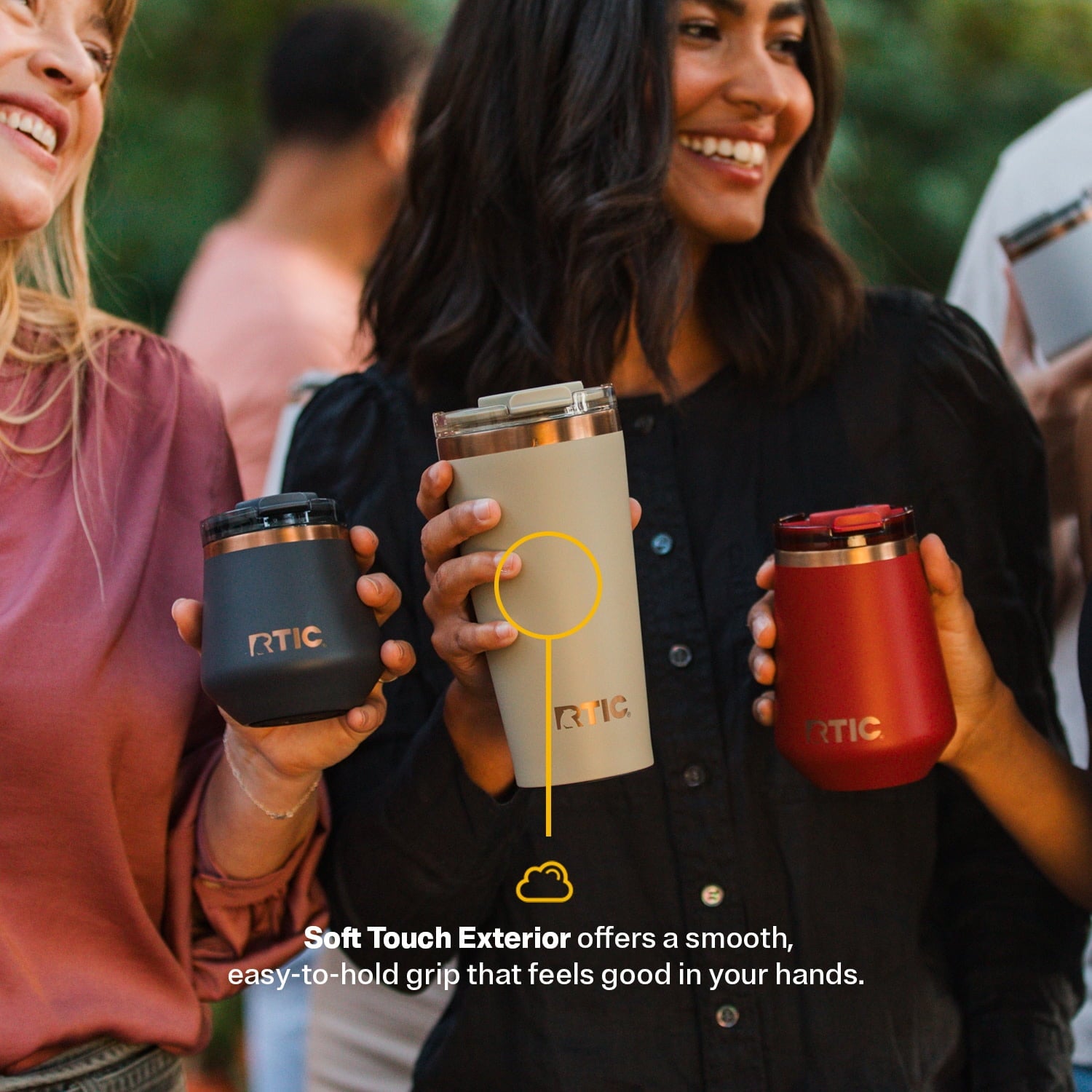 RTIC 18 oz Ceramic Lined Insulated Happy Hour Pint Tumbler, Leak Resistant Lid, Soft-Touch Exterior, Dark Midnight Dust