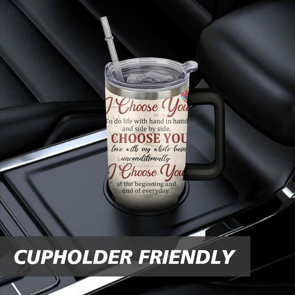 40 Oz Couples Tumbler with Handle and Straw, Anniversary Couple Insulated Couples Mugs, Couples Engagement Gift Cup for Couples, Valentine Couple Coffee Mugs Engagement Gifts for Couples
