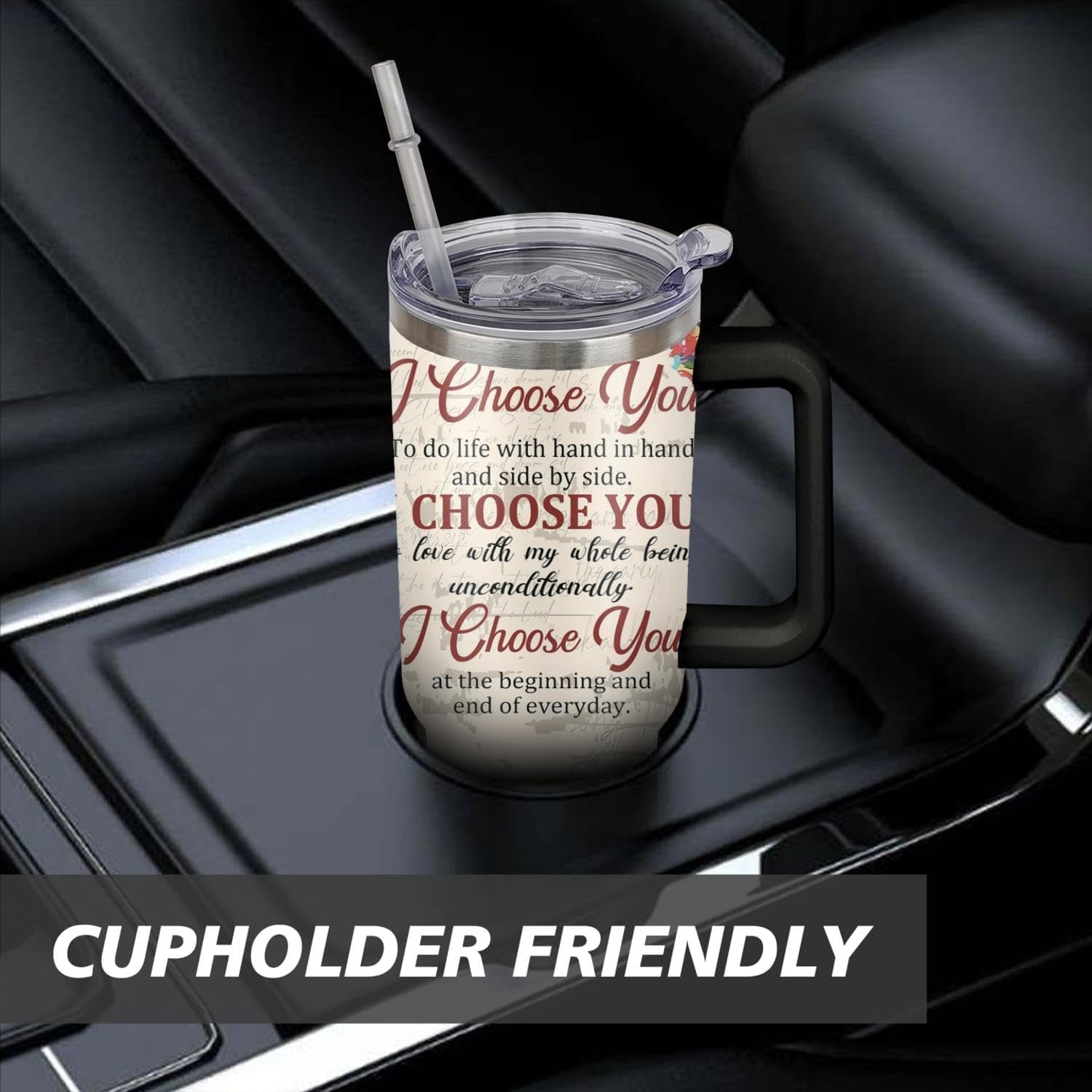 40 Oz Couples Tumbler with Handle and Straw, Anniversary Couple Insulated Couples Mugs, Couples Engagement Gift Cup for Couples, Valentine Couple Coffee Mugs Engagement Gifts for Couples
