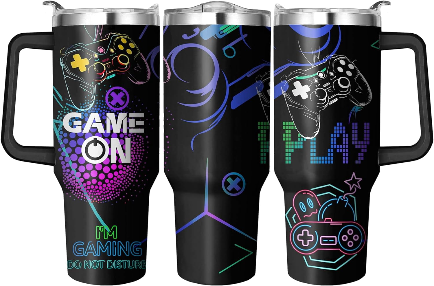 40 Oz Tumbler with Handle and Straw, Double Wall Coffee Travel - Insulated Travel Coffee Mug