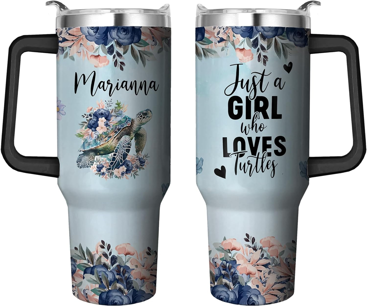 40 Oz Tumbler with Handle and Straw, Double Wall Coffee Travel - Insulated Travel Coffee Mug