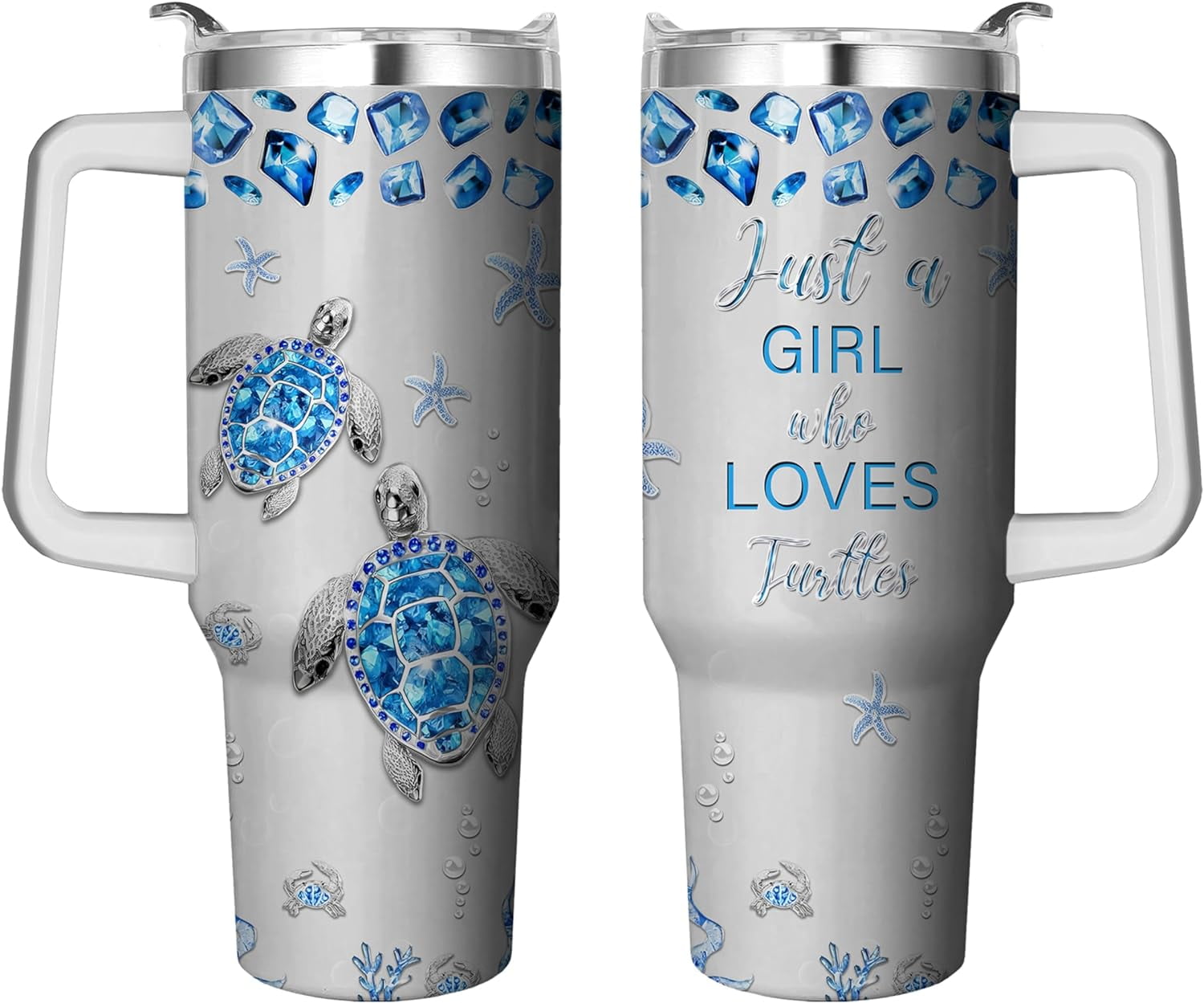 40 Oz Tumbler with Handle and Straw, Double Wall Coffee Travel - Insulated Travel Coffee Mug