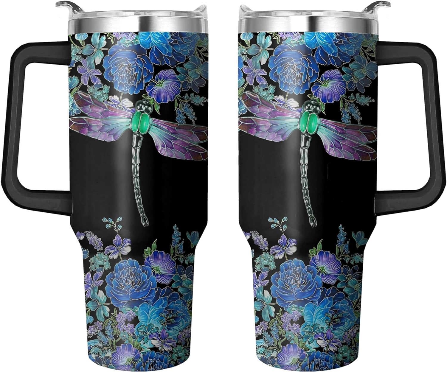 40 Oz Tumbler with Handle and Straw, Double Wall Coffee Travel - Insulated Travel Coffee Mug