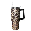 40oz Tumbler with Handle - Leopard Print Stainless Steel Travel Mug, Insulated Water Bottle for Coffee & Drinks - Gift for Women, Cheetah Decor