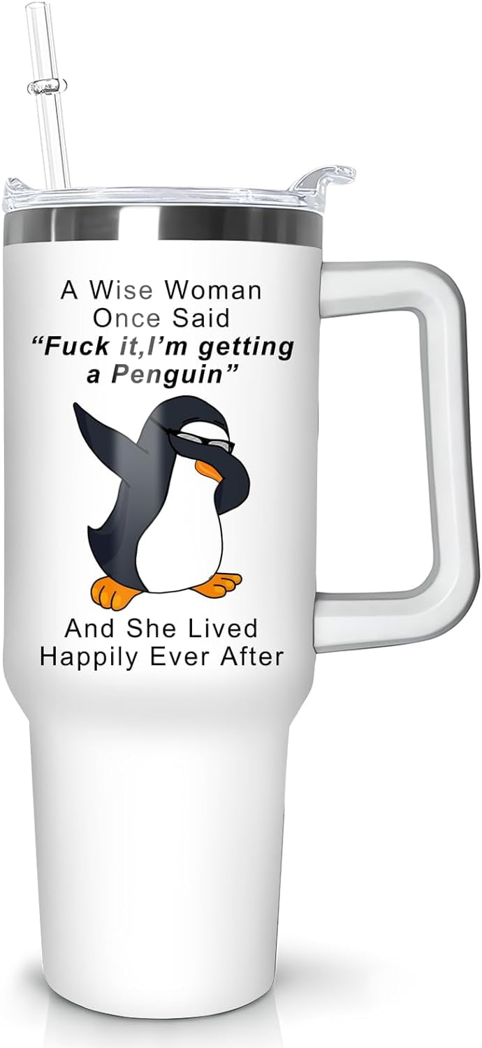 40 oz Penguin Tumbler with Handle Gifts for Penguin Lover 40oz - Insulated Travel Coffee Mug