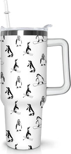 40 oz Penguin Tumbler with Handle Gifts for Penguin Lover 40oz - Insulated Travel Coffee Mug