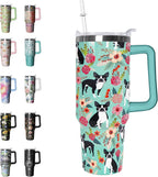 40 oz Tumbler with Handle and Straw Leak Proof Tumbler 40 - Reusable Stainless Steel Cup