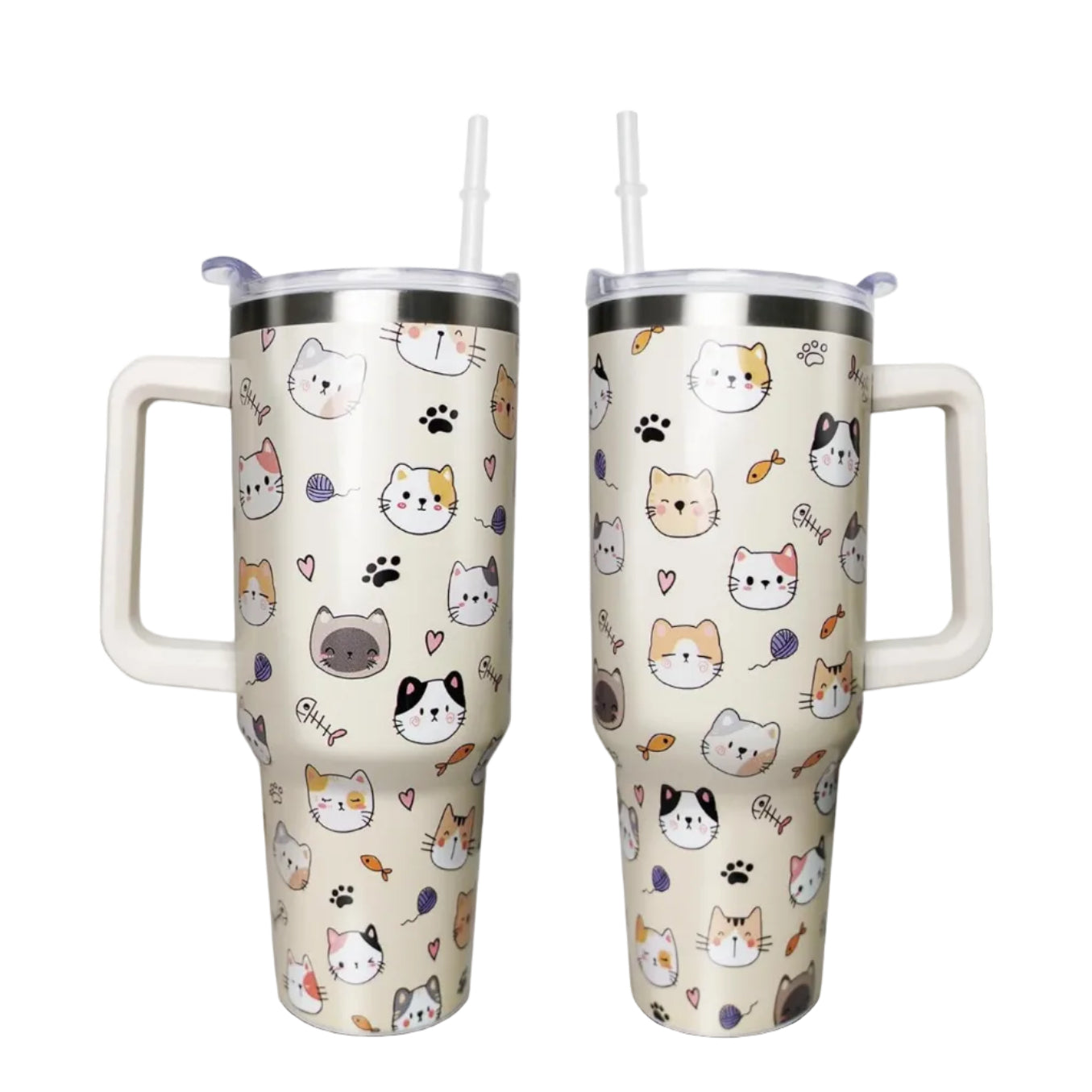 40 oz Tumbler with Handle and Straw Lid, Purple Butterfly Insulated - Reusable Stainless Steel Cup