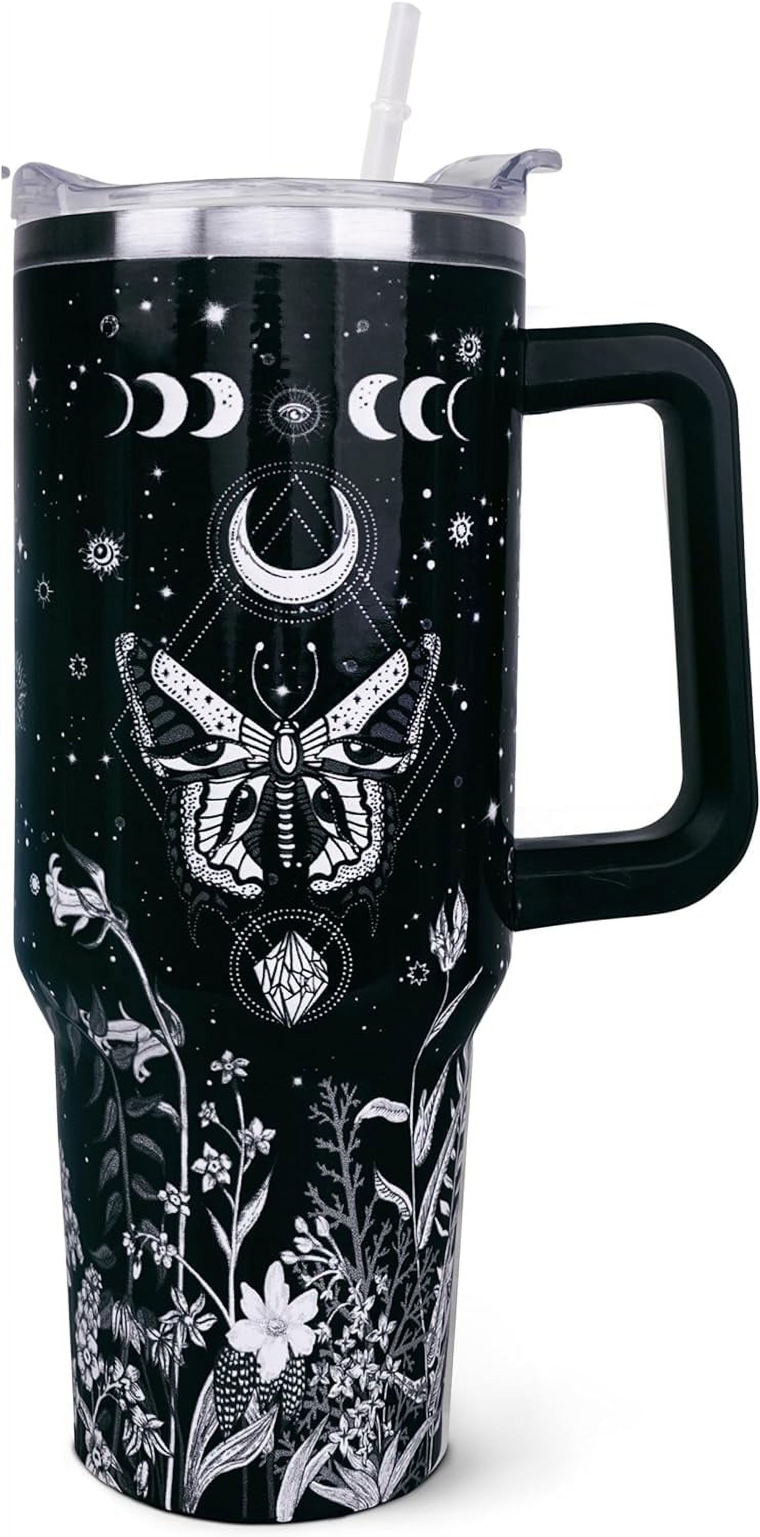 40 oz Tumbler with Handle and Straw, Highland Cow Tumbler - Insulated Travel Tumbler Cup
